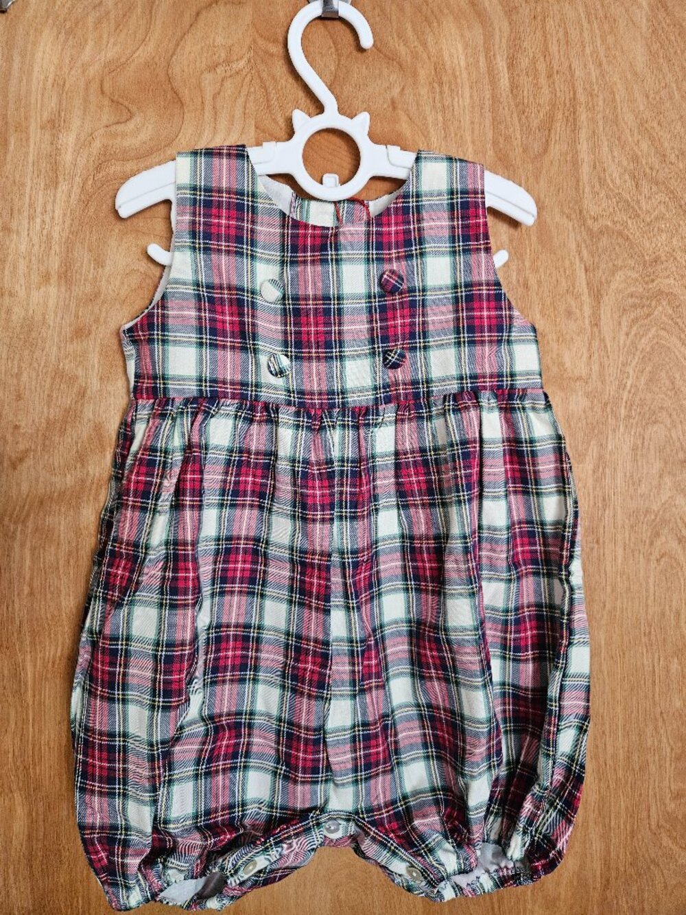 NWT La Coqueta Kids Ivory Tartan Edie Baby Romper